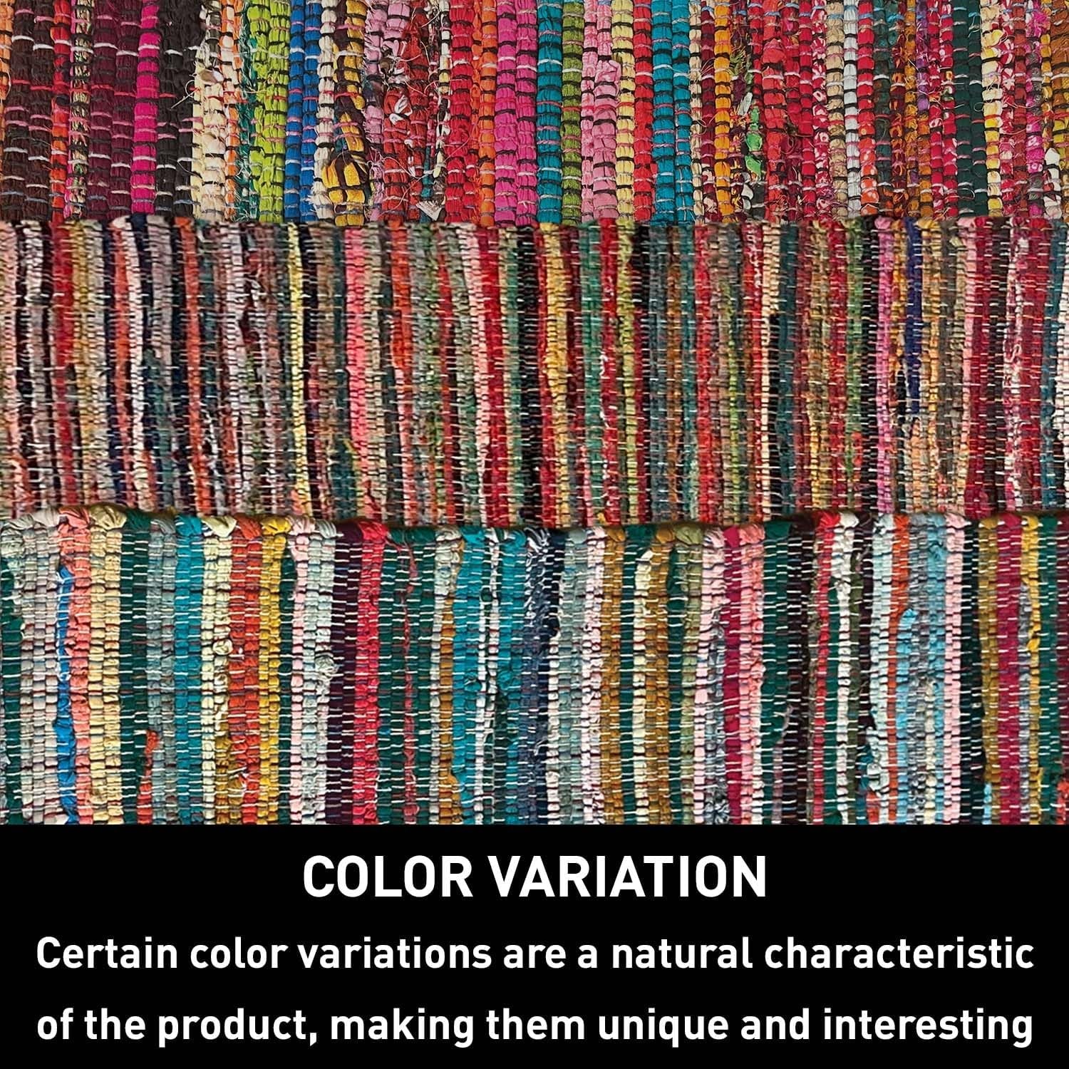 - Eco Friendly 100% Recycled Cotton Colorful Chindi Area Rug, Multi (24X36 Inch.)