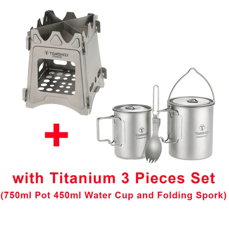 Titanium Wood Burning Stove Portable Camping Stove Outdoor Firewood Furnace Lightweight Survival Camping Equipment