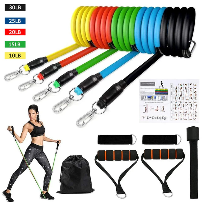 16Pcs Resistance Bands Set Expander Yoga Exercise Fitness Rubber Tubes Band Stretch Training Home Gyms Workout Elastic Pull Rope