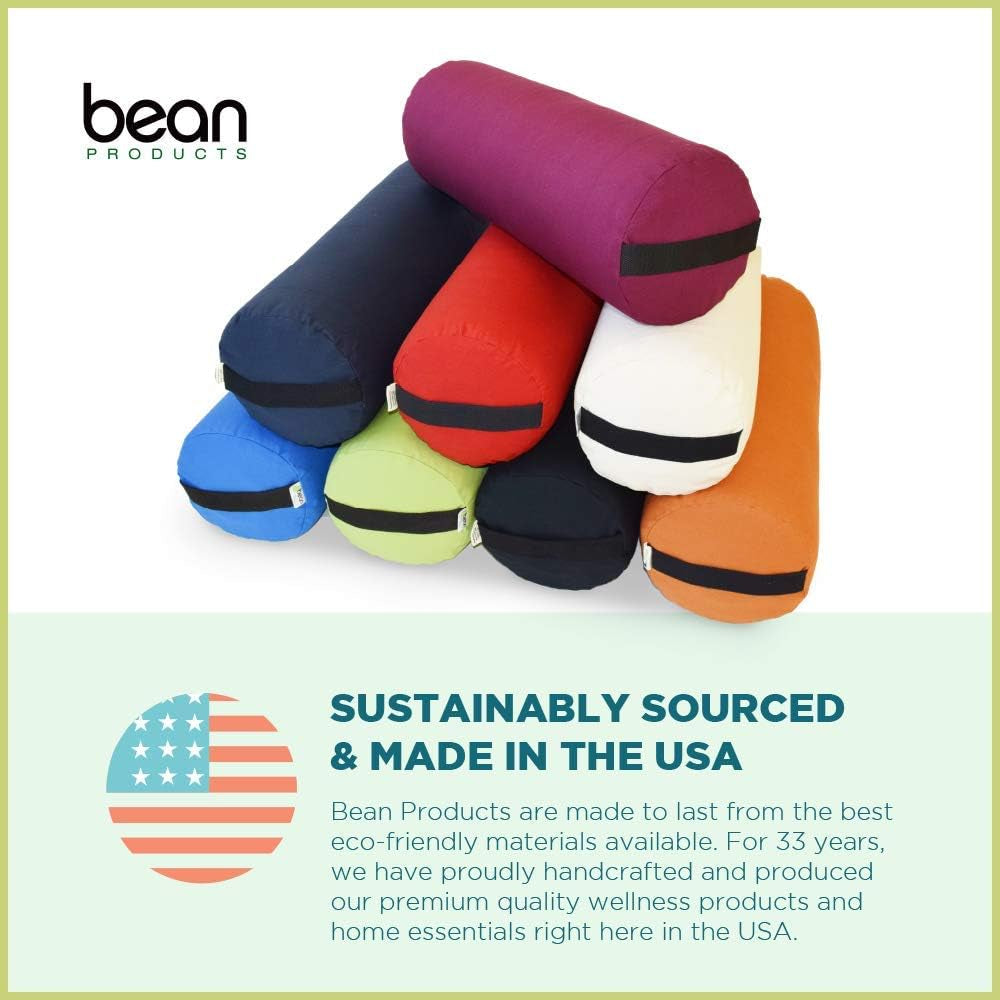 Yoga Bolster - Made in the USA with Eco Friendly Materials - round or Rectangular Support Cushions That Elevate Your Practice - Natural Cotton or Organic Hemp Cover