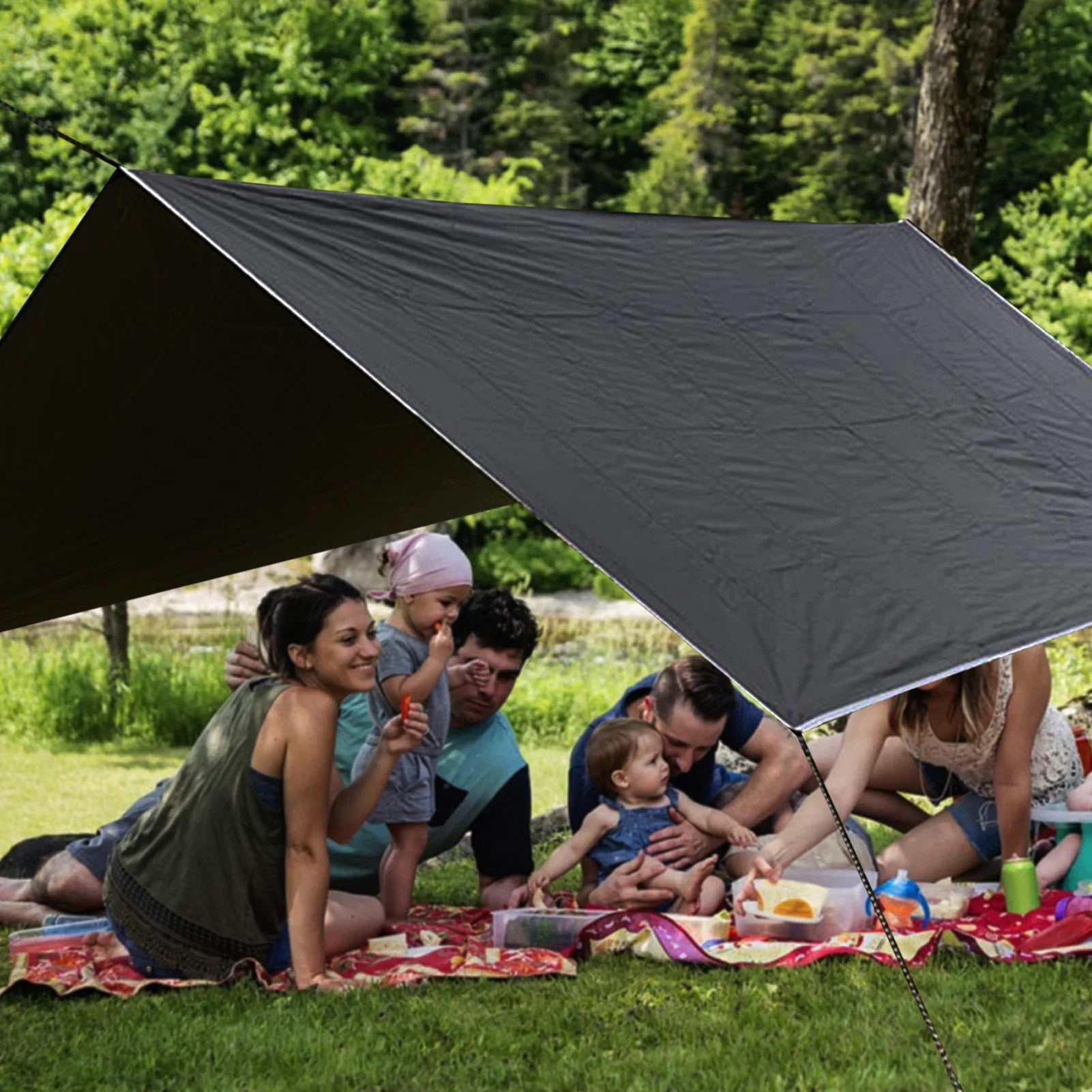 Outdoor Waterproof Awning Tarp Waterproof Hammock Rain Fly, Outdoor Moistureproof Picnic Mat, Tent Tarp Camping Sunshade Hammock