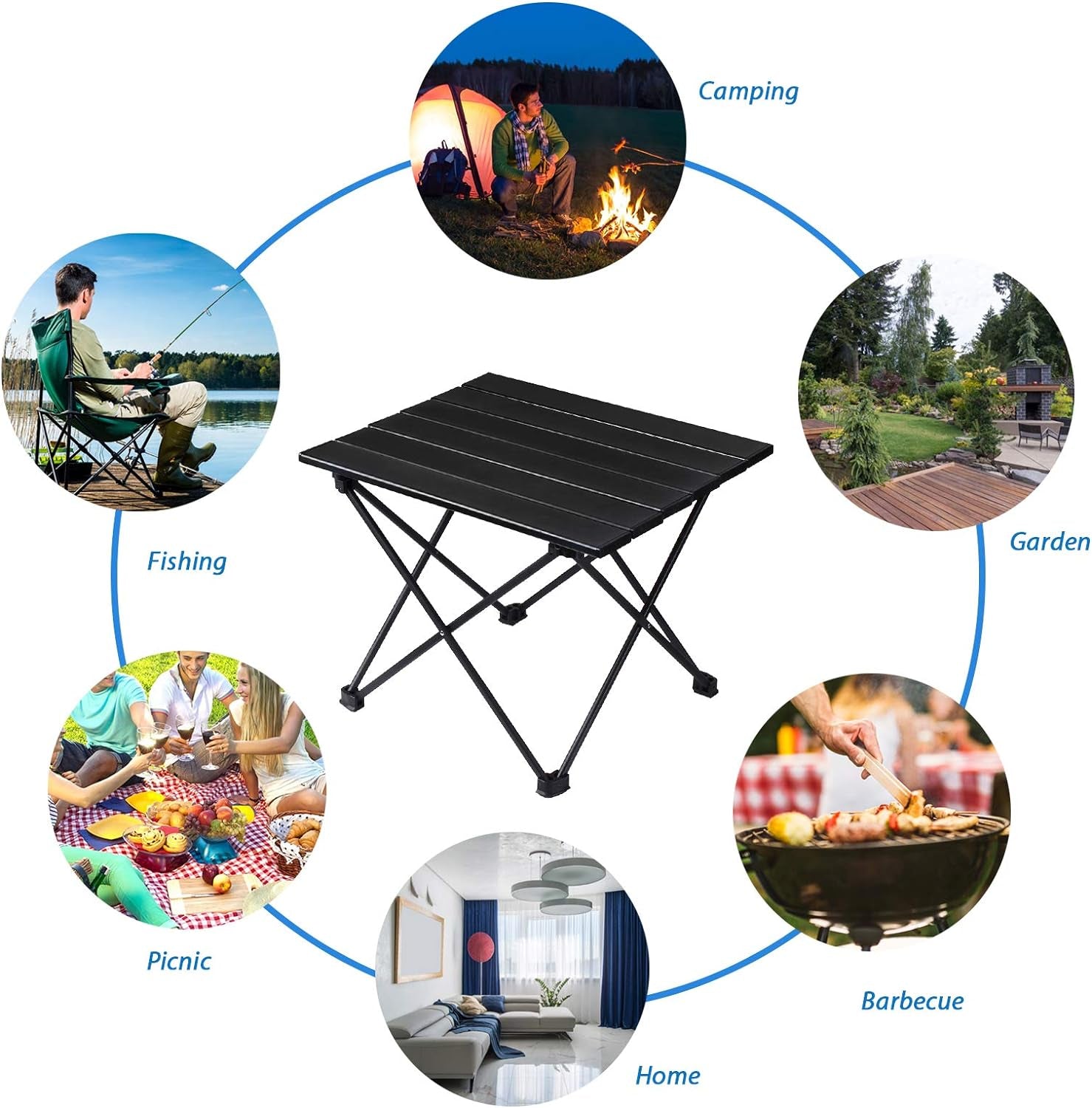 Portable Camping Table, Ultralight Folding Table with Aluminum Table Top and Carry Bag, Easy to Carry, Ideal for Outdoor, Camping, Picnic, Cooking, Beach, Hiking, Fishing 40 X 34 X 32Cm