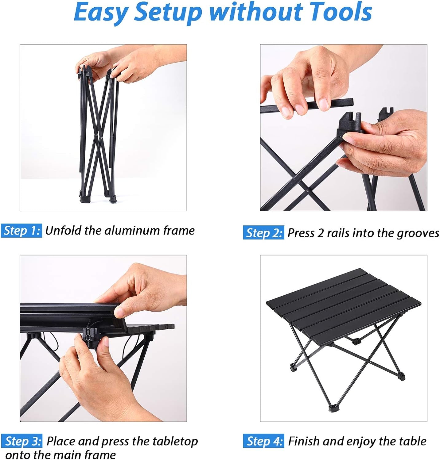 Portable Camping Table, Ultralight Folding Table with Aluminum Table Top and Carry Bag, Easy to Carry, Ideal for Outdoor, Camping, Picnic, Cooking, Beach, Hiking, Fishing 40 X 34 X 32Cm