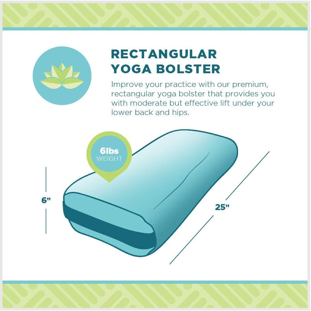 Yoga Bolster - Handcrafted in the USA with Eco Friendly Materials - Studio Grade Support Cushion That Elevates Your Practice & Lasts Longer - Rectangle, Cotton Stone Gray