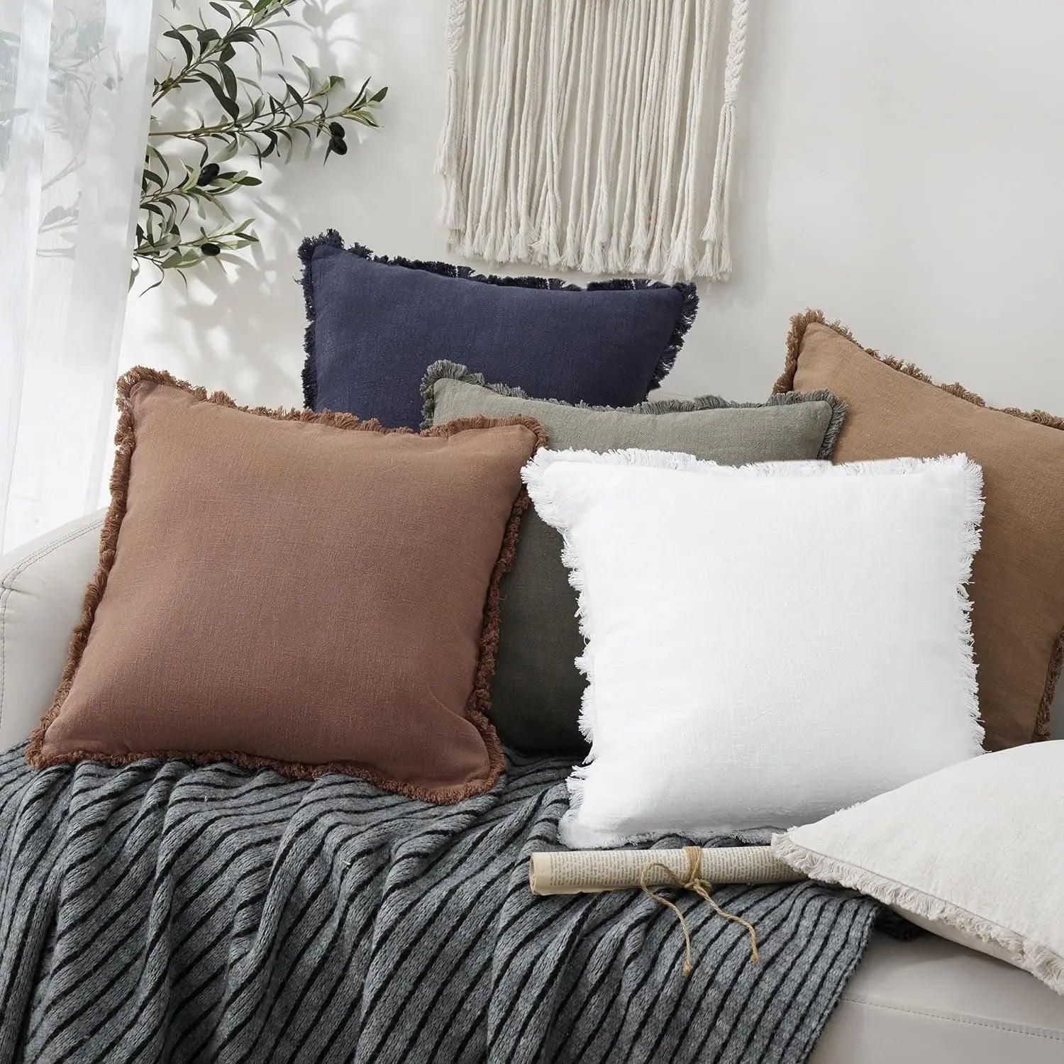 Linen Fringe Pillow Covers