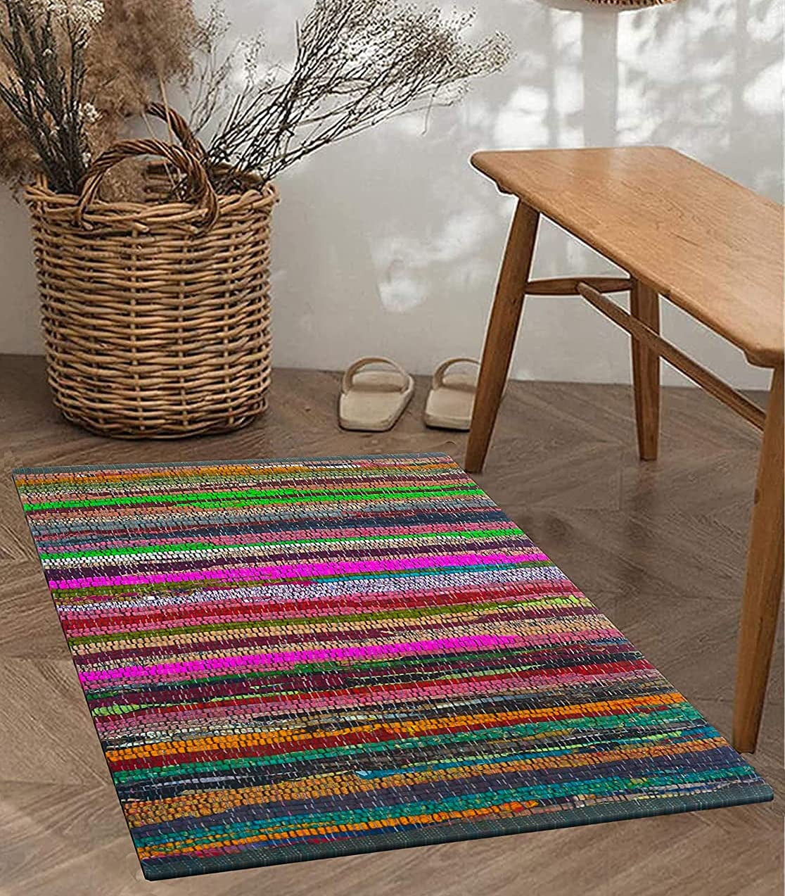 - Eco Friendly 100% Recycled Cotton Colorful Chindi Area Rug, Multi (24X36 Inch.)