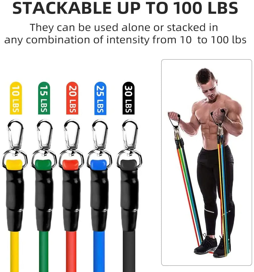 16Pcs Resistance Bands Set Expander Yoga Exercise Fitness Rubber Tubes Band Stretch Training Home Gyms