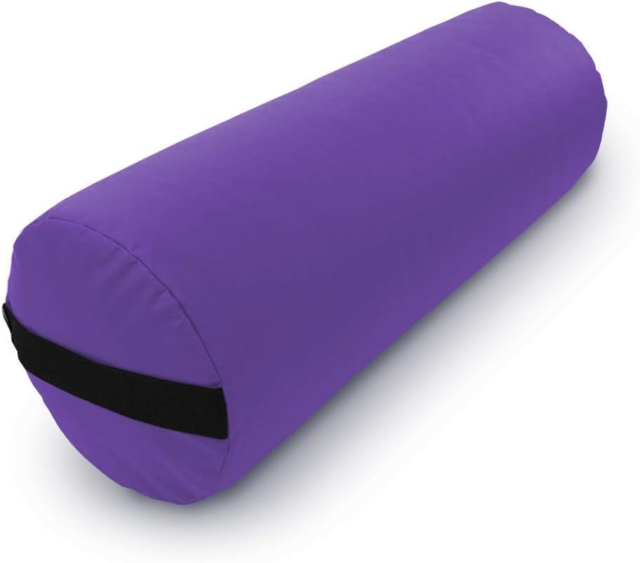 Yoga Bolster - Handcrafted in the USA with Eco Friendly Materials - Studio Grade Support Cushion That Elevates Your Practice & Lasts Longer - Round, Vinyl Purple