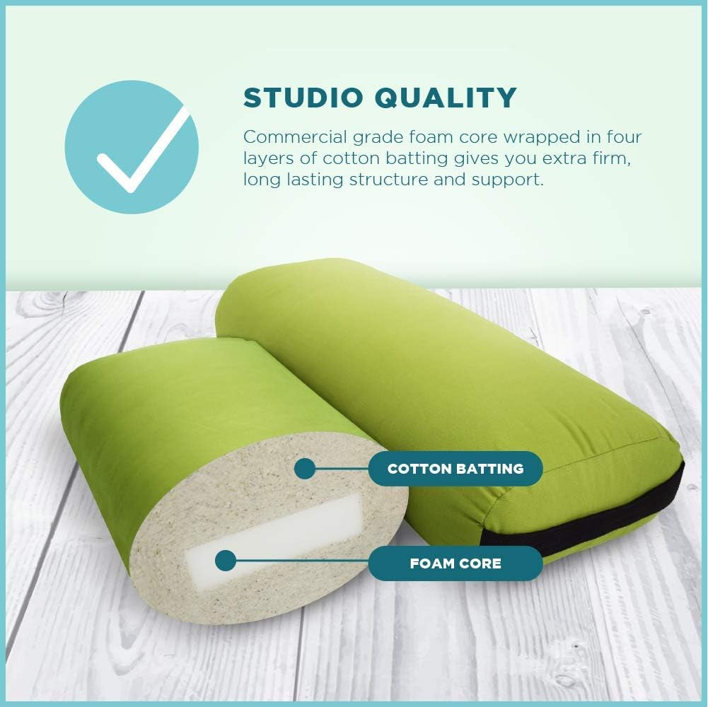 Yoga Bolster - Handcrafted in the USA with Eco Friendly Materials - Studio Grade Support Cushion That Elevates Your Practice & Lasts Longer - Rectangle, Cotton Stone Gray