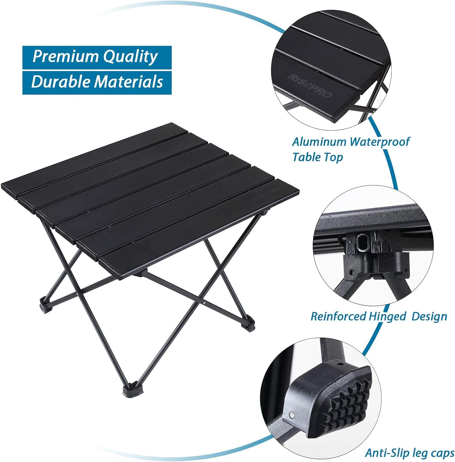 Portable Camping Table, Ultralight Folding Table with Aluminum Table Top and Carry Bag, Easy to Carry, Ideal for Outdoor, Camping, Picnic, Cooking, Beach, Hiking, Fishing 40 X 34 X 32Cm