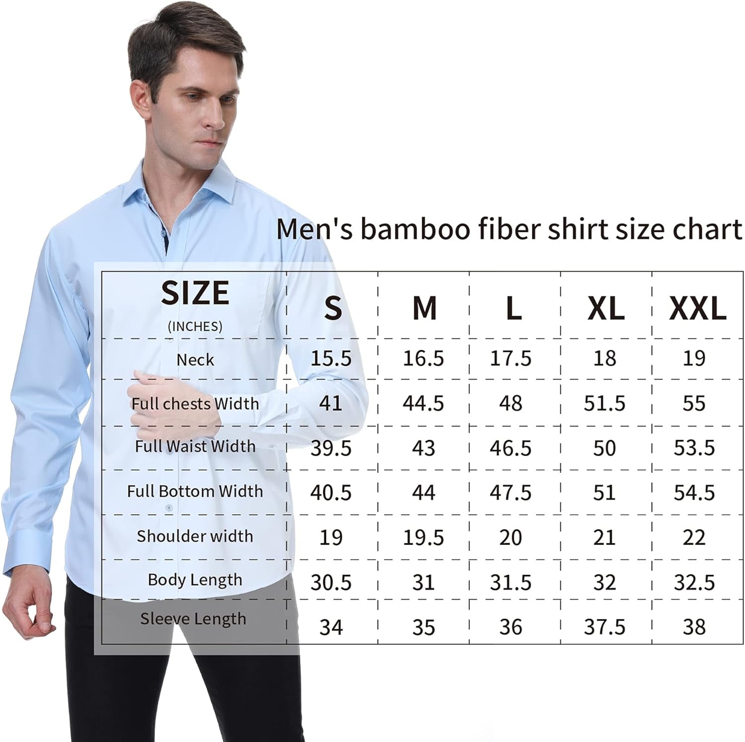 Mens Dress Shirts Wrinkle Free Bamboo Fiber Long Sleeve Casual Button down Shirt