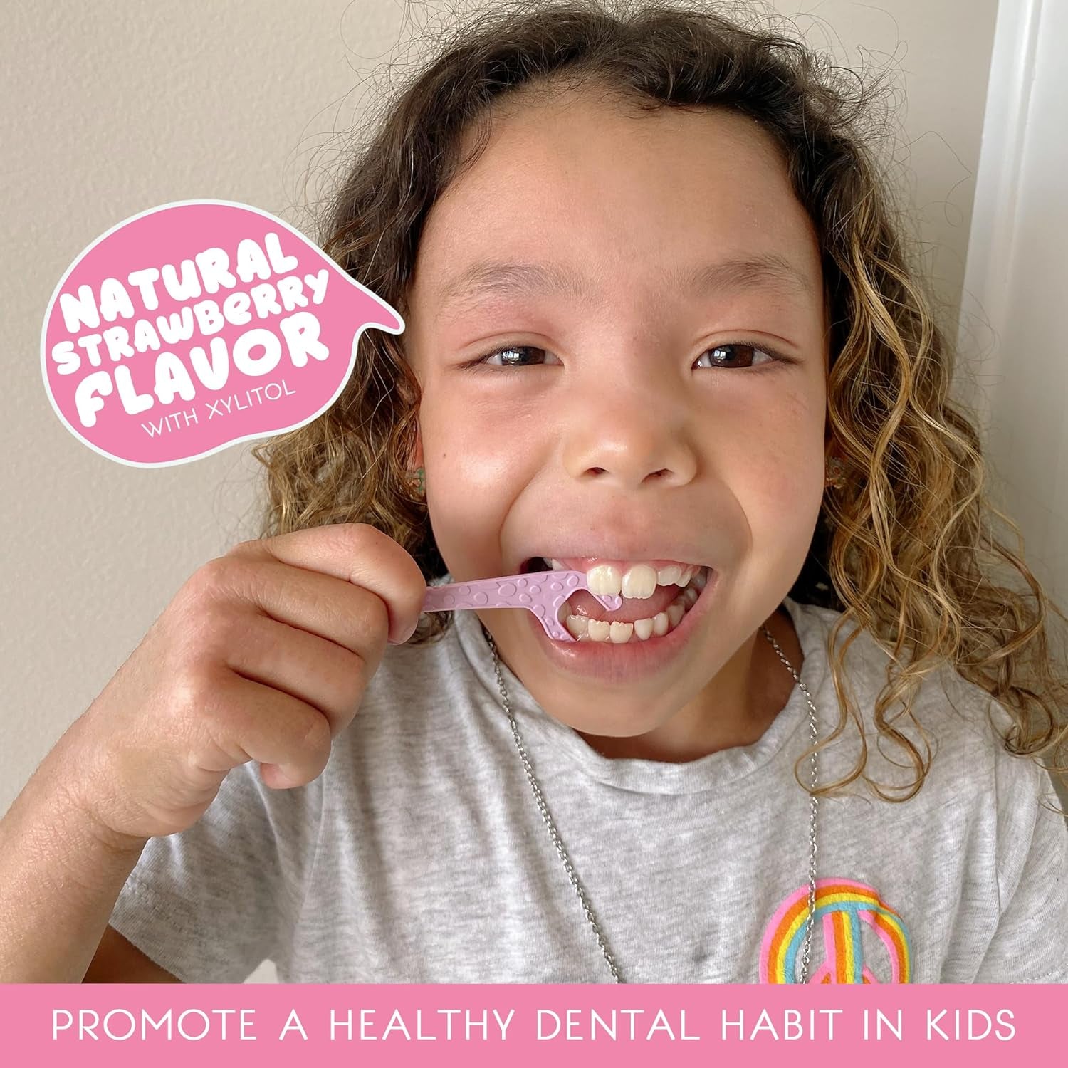 Natural Strawberry Flavor Dental Floss for Kids