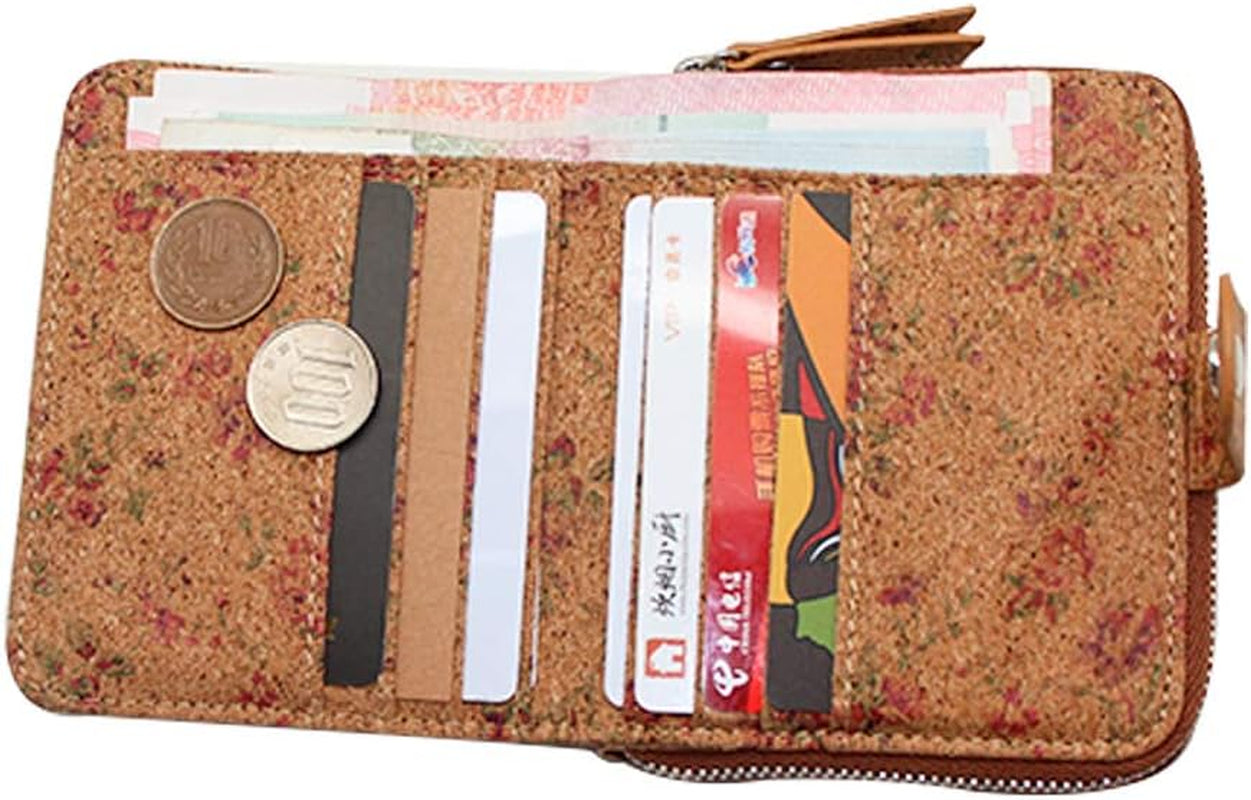 Vegan Cork Wallet, Women’S Purse Slim Zipper Design with Card Holder Coin Pocket Purse Eco-Friendly Vegan Gift (Cork)