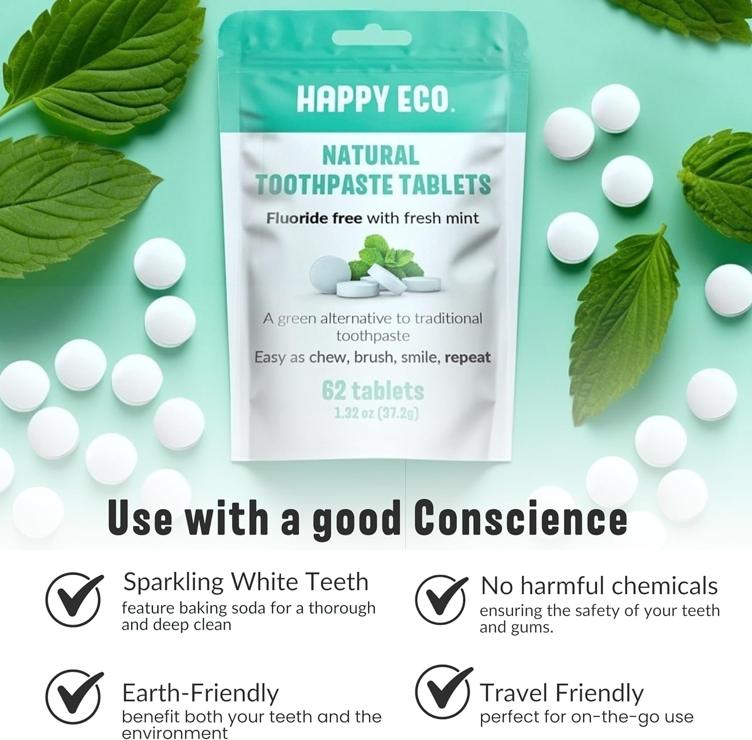 Happy co Natural Toothpaste Tablets