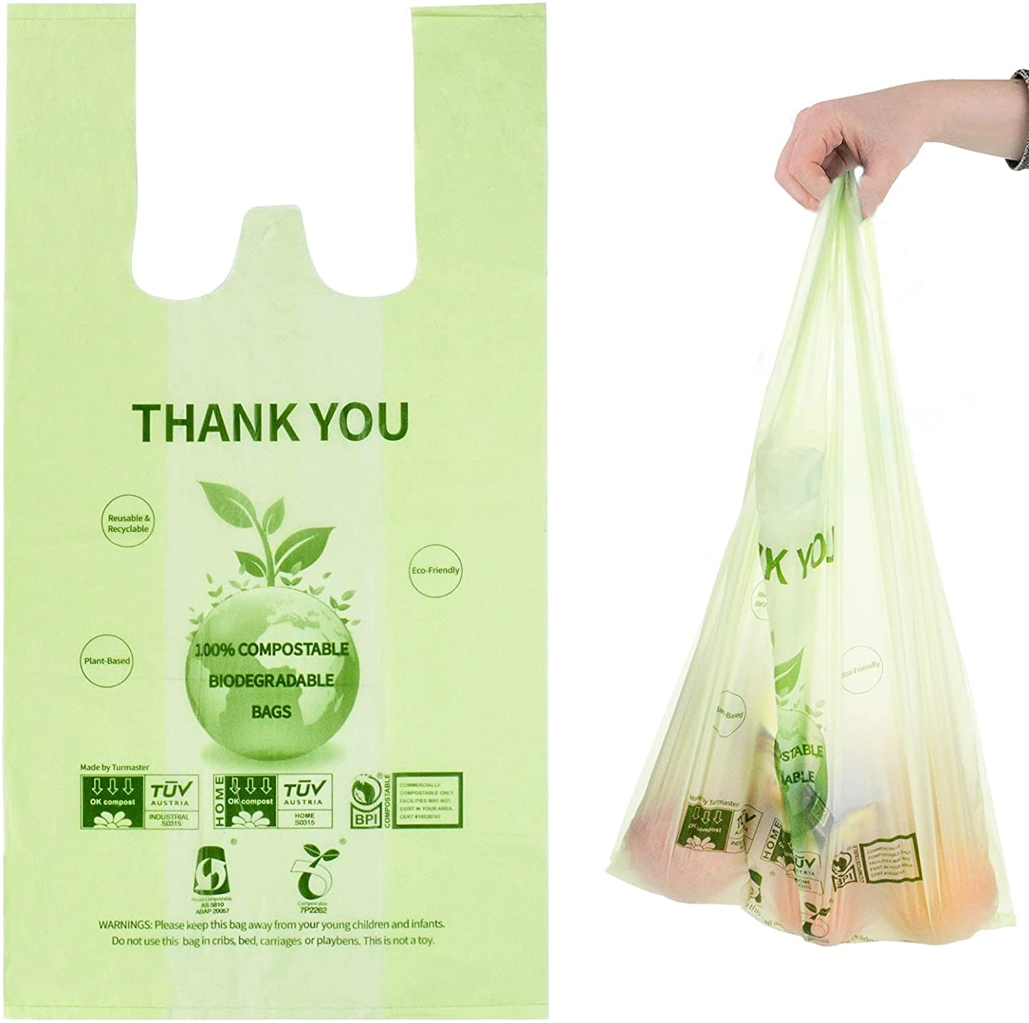 100% Certified Compostable Grocery Bags Biodegradable
