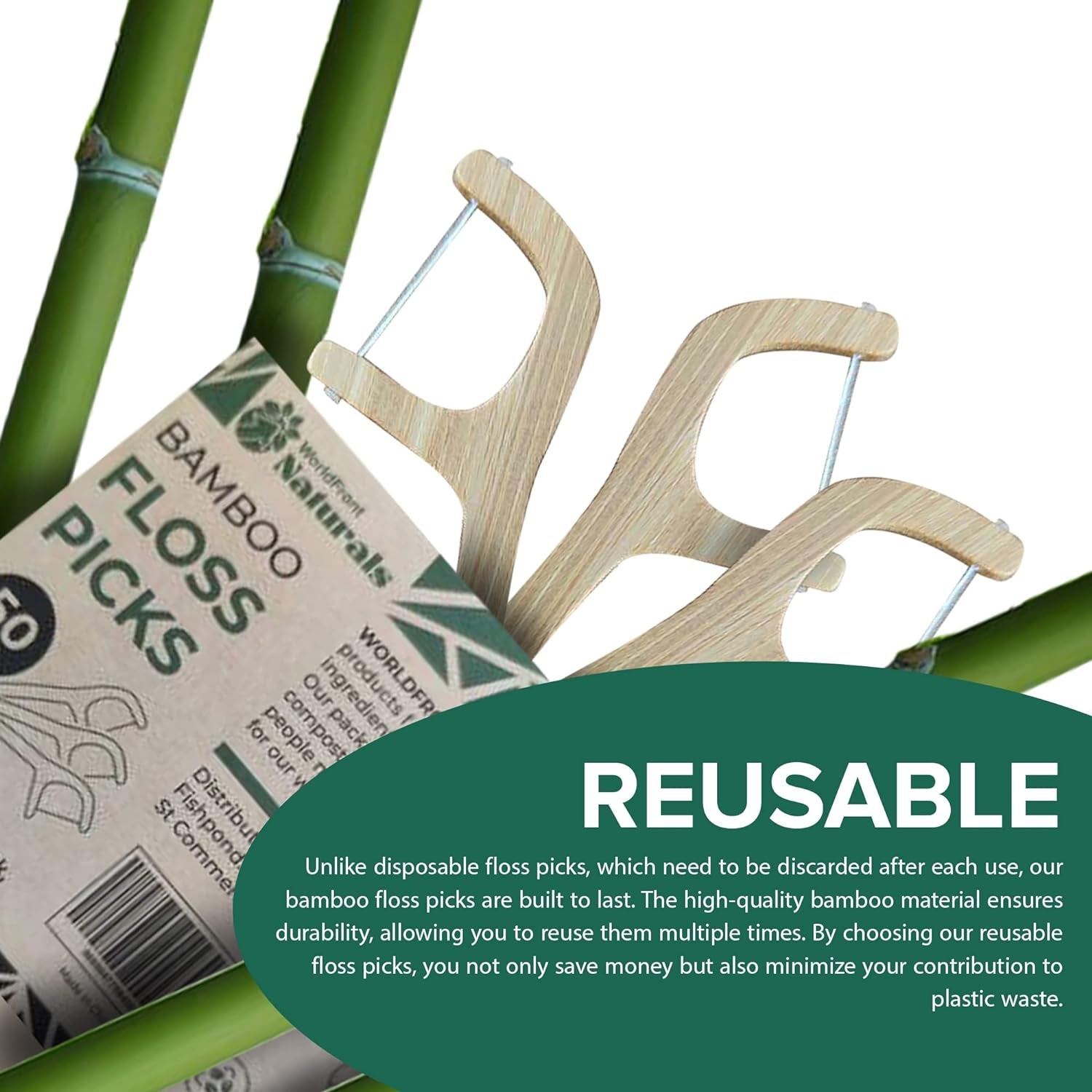 Naturals Eco-Friendly Biodegradable Floss Sticks - Reusable