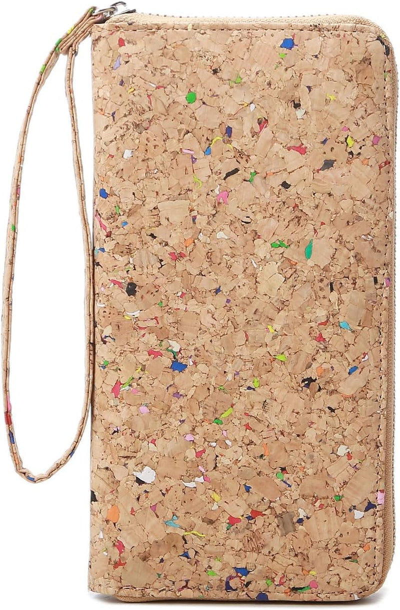 Vegan Cork Wallets Purse Handbags for Womens Eco Friendly Cork Clutch Bag (Colorful)