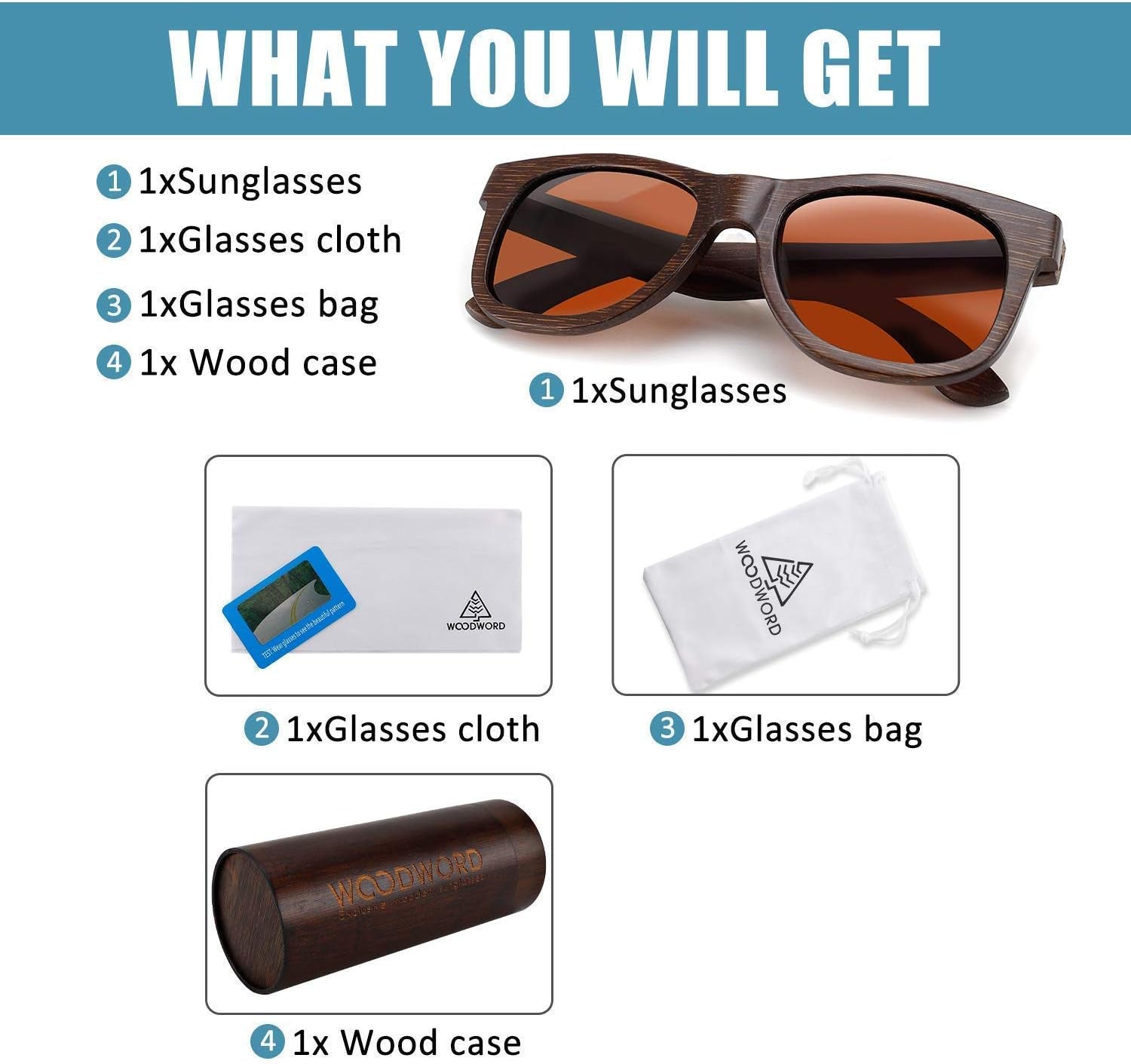 Polarized Wood Sunglasses for Men Women - Bamboo Wood Sunglasses with Case