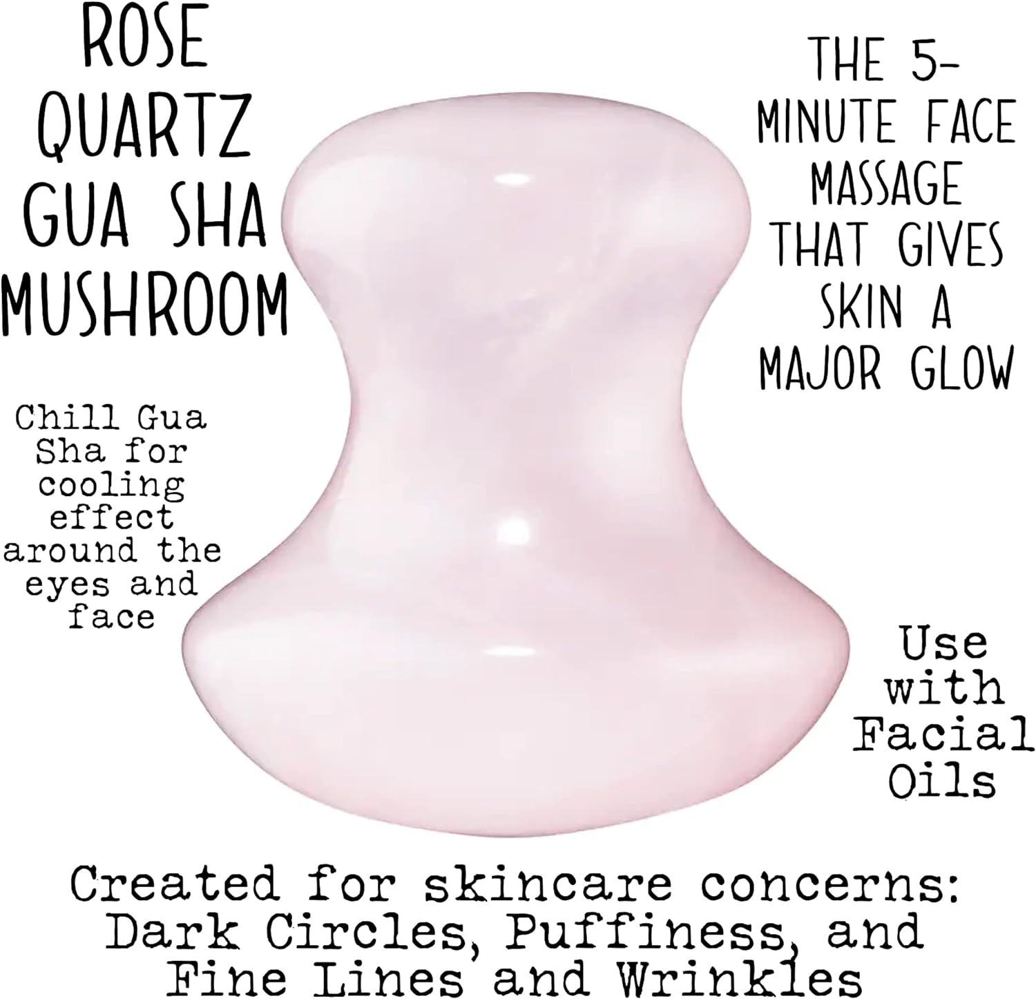 100% Rose Quartz Gua Sha Mushroom Set