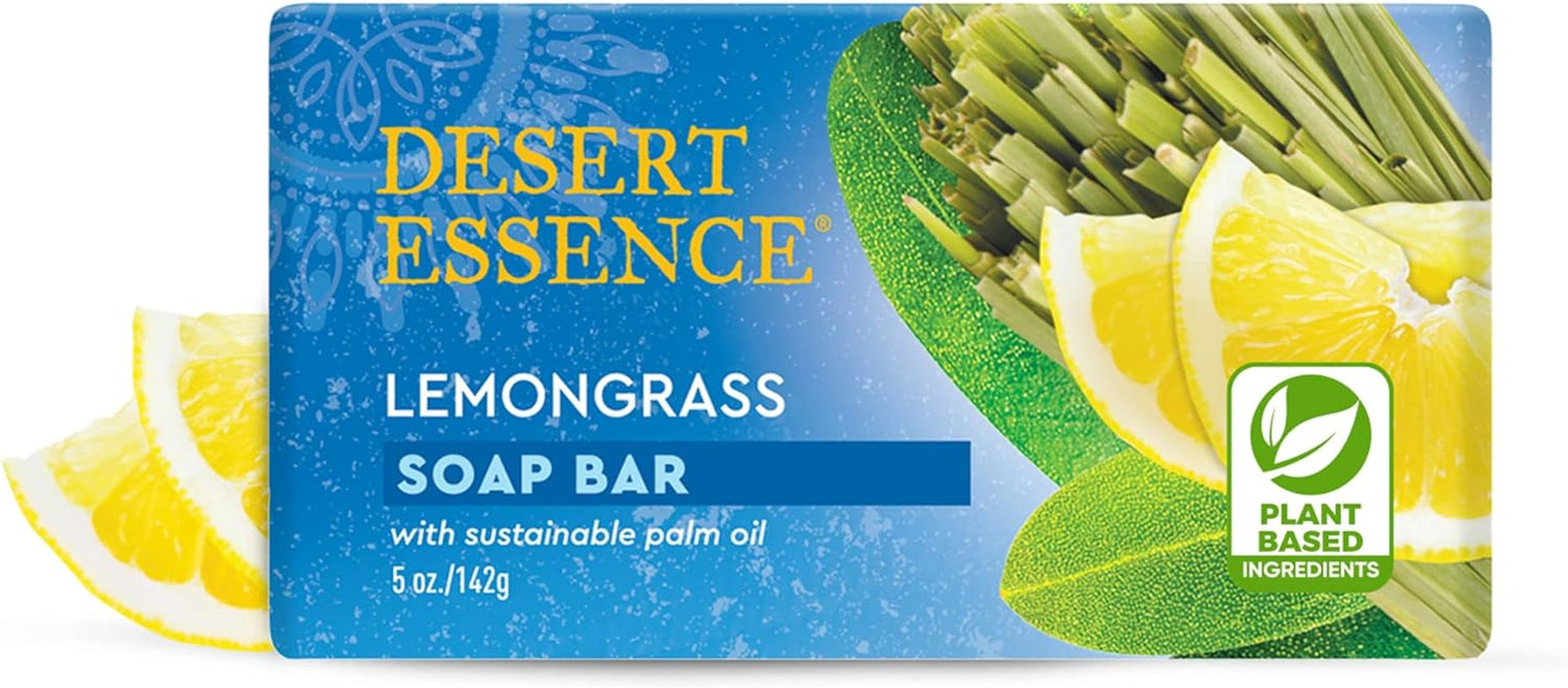 , Lemongrass Soap Bar 5 Oz (Pack of 4) - Non-Gmo Certified - Gluten Free - Vegan - Cruelty Free - Sustainable Palm Oil - Lemongrass Oil & Jojoba Oil - Cleanses, Softens & Awakens